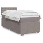 vidaXL Boxspring met matras stof taupe 90x200 cm, Huis en Inrichting, Slaapkamer | Bedden, 90 cm, Eenpersoons, Verzenden, Nieuw