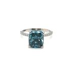 Ring - 14 karaat Witgoud - 4.35ct. tw. Blauw Diamant (Fancy, Nieuw