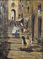 Achille Petrocelli (1861-1929) - Gradoni di Napoli, Antiek en Kunst, Kunst | Schilderijen | Klassiek