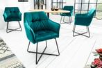 Exclusief design stoel LOFT fluweel turquoise met armleuning, Nieuw, Ophalen of Verzenden