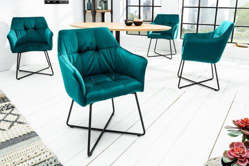 Exclusief design stoel LOFT fluweel turquoise met armleuning, Huis en Inrichting, Stoelen, Ophalen of Verzenden