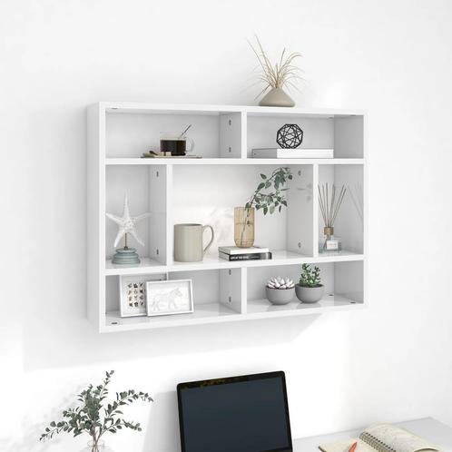 vidaXL Wandschap 75x16x55 cm bewerkt hout hoogglans wit, Huis en Inrichting, Woonaccessoires | Wandplanken en Boekenplanken, Nieuw