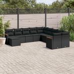 vidaXL 11-delige Loungeset met kussens poly rattan zwart, Verzenden, Nieuw, Rotan, Loungeset