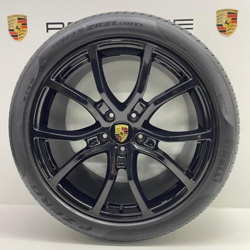 Porsche Cayenne E3 21 Exclusive Design Uni zwart met banden, Auto-onderdelen, Banden en Velgen, 21 inch, 315 mm, Personenwagen