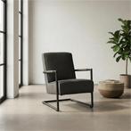 Leren fauteuil Lodge - Toledo Antracite (donkergrijs), Industrieel, Modern, Scandinavisch, Nieuw, Ophalen of Verzenden, 50 tot 75 cm
