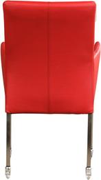 Direct meenemen | Rode leren eetkamerstoel | rood leer | NIE, Huis en Inrichting, Stoelen, Overige kleuren, Nieuw, Leer, Ophalen of Verzenden