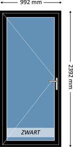 Voorraad enkele deur, aluminium, zwart, met HR++ glas, Doe-het-zelf en Verbouw, Deuren en Horren, Nieuw, 215 cm of meer, 80 tot 100 cm