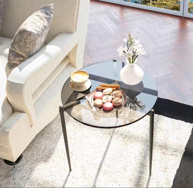 Salontafel glas 80 cm – zwart metalen frame, modern design, Huis en Inrichting, Tafels | Salontafels, Nieuw, Verzenden