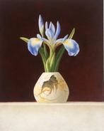 Ruud Verkerk - Gouds plateel met blauwe Iris.