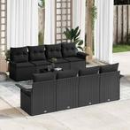 vidaXL Tuin Sofa Set met kussen met opslag 9 pcs Zwart 55 x, Verzenden, Nieuw, Rotan