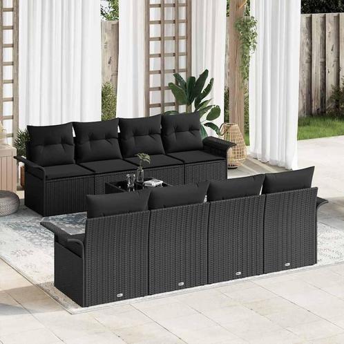 vidaXL Tuin Sofa Set met kussen met opslag 9 pcs Zwart 55 x, Tuin en Terras, Tuinsets en Loungesets, Nieuw, Rotan, Verzenden