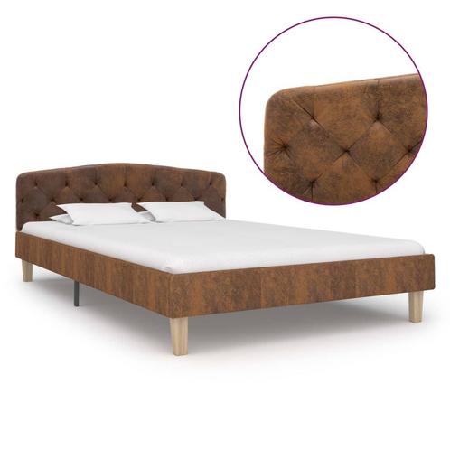 vidaXL Bedframe kunstsuède bruin 120x200 cm, Huis en Inrichting, Slaapkamer | Bedden, 120 cm, 200 cm, Bruin, Twijfelaar, Nieuw