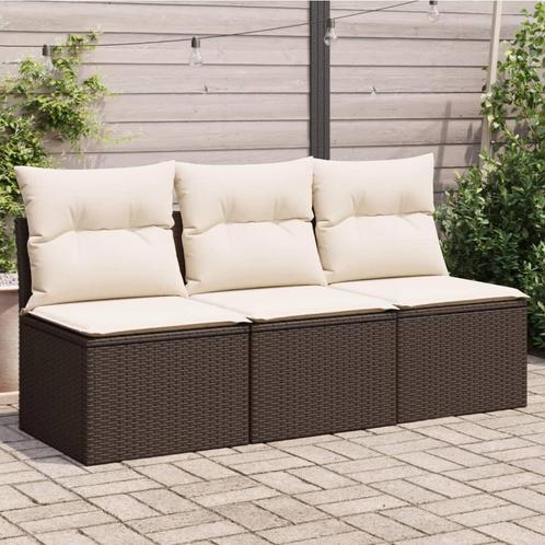 vidaXL Tuinbank 3-zits met kussens poly rattan bruin, Tuin en Terras, Tuinsets en Loungesets, Nieuw, Rotan, Verzenden