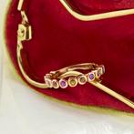 18 Krt. rosé gouden ring met mix van saffieren | Bron, Gebruikt, Overige kleuren, Ophalen of Verzenden, 17 tot 18