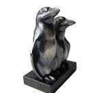 Maurice Font - sculptuur, Twee pinguins - 16 cm - Metal and