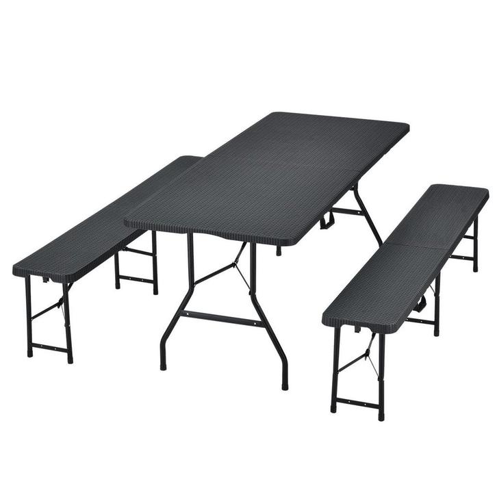 Biertafel / Bierbank / Biertafelset - Kunststof & Rotan - 3-, Tuin en Terras, Tuintafels, Nieuw, Verzenden