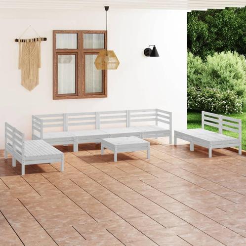 vidaXL 9-delige Loungeset massief grenenhout wit, Tuin en Terras, Tuinsets en Loungesets, Loungeset, Nieuw, Verzenden
