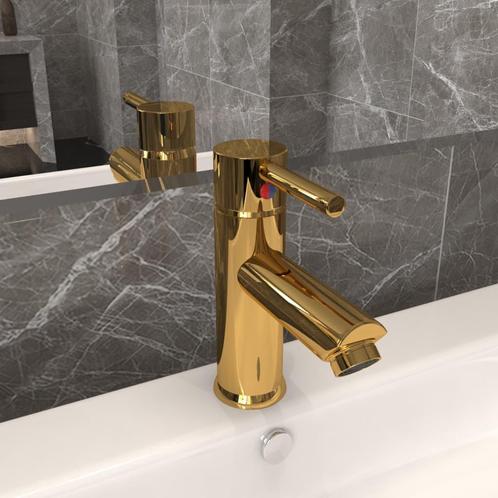 vidaXL Wastafelkraan 130x176 mm goudkleurig, Doe-het-zelf en Verbouw, Sanitair, Nieuw, Verzenden