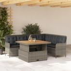vidaXL 2-delige Loungeset met kussens poly rattan grijs, Verzenden, Nieuw, Rotan, Loungeset