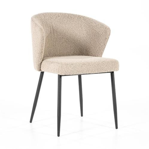 *WOONWINKEL* Eleonora Santos Taupe Eetstoel Boucle Met Ronde, Huis en Inrichting, Stoelen, Nieuw, Verzenden