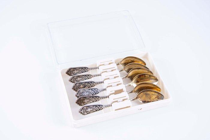 Russian Silver Niello - Lepel - Zilver, niello, Antiek en Kunst, Antiek | Goud en Zilver