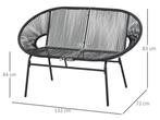 Stijlvolle Zwarte Polyrotan Tuinbank 2-Zits Stalen Frame, Tuin en Terras, Tuinbanken, Verzenden, Nieuw