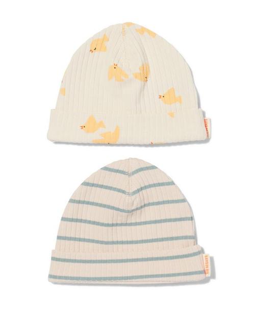 HEMA Baby mutsen rib met bamboe vogels - 2 stuks, Kinderen en Baby's, Babykleding | Overige, Nieuw, Verzenden