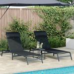 vidaXL Relaxfauteuil Zwart Staal, Tuin en Terras, Ligbedden, Verzenden, Nieuw