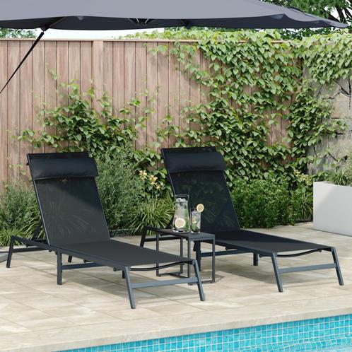 vidaXL Relaxfauteuil Zwart Staal, Tuin en Terras, Ligbedden, Nieuw, Verzenden