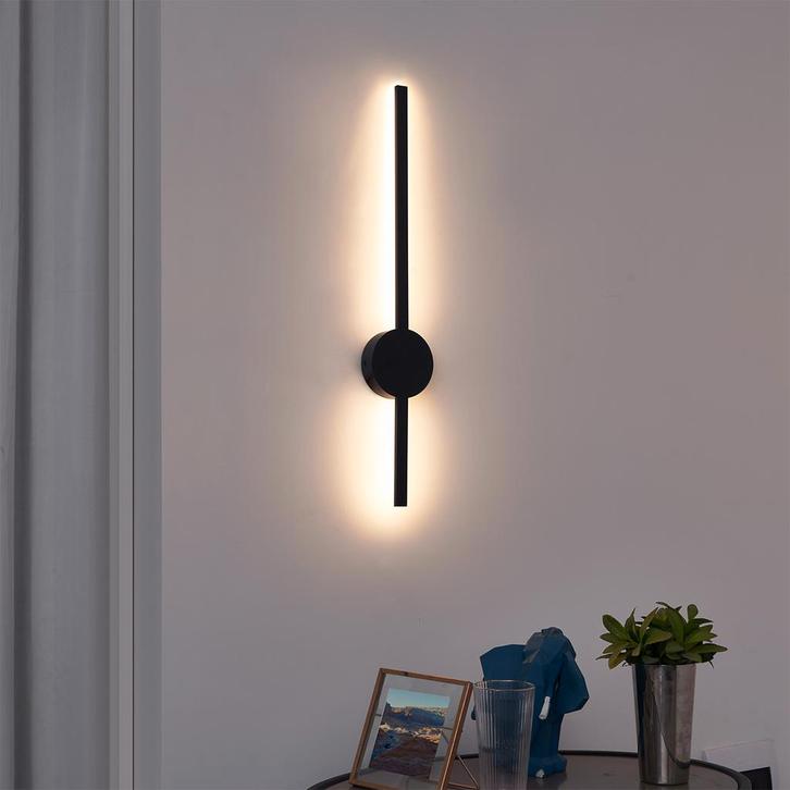 Moderne wandlamp zwart 60cm incl. LED - Clockwise, Huis en Inrichting, Lampen | Wandlampen, Nieuw, Overige materialen