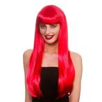 Lange pruik met pony rood, Verzenden, Nieuw, Feestartikel