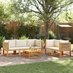 vidaXL 6-delige Loungeset met kussens massief acaciahout, Verzenden, Nieuw, Hardhout, Loungeset