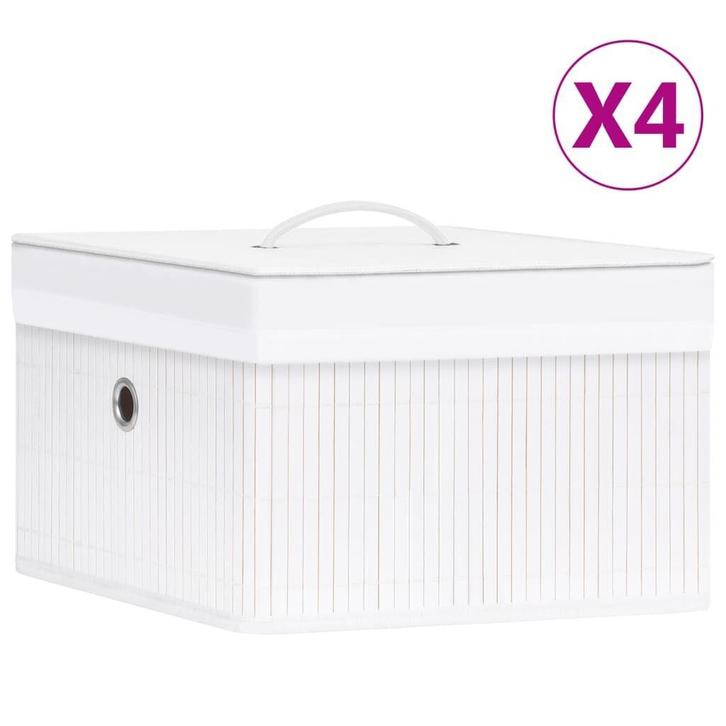 Opbergboxen Bamboe Wit | Retourdeal 46%, Huis en Inrichting, Woonaccessoires | Kisten, Minder dan 50 cm, Nieuw, Overige materialen