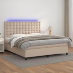 vidaXL Boxspring met matras en LED kunstleer cappuccinokleur, Huis en Inrichting, Overige materialen, Eenpersoons, Bruin, Verzenden