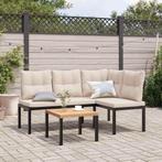 vidaXL 3-delige Loungeset met kussens gepoedercoat staal, Verzenden, Nieuw, Rvs, Loungeset