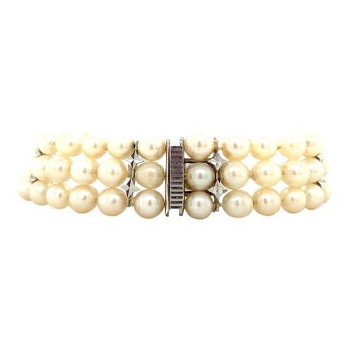 Vintage parelarmband met gouden sluiting 14 krt, Sieraden, Tassen en Uiterlijk, Armbanden, Nieuw, Ophalen of Verzenden