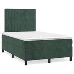 vidaXL Boxspring met matras en LED fluweel donkergroen, Huis en Inrichting, Slaapkamer | Bedden, Verzenden, Nieuw, 190 cm of minder