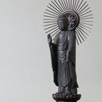 Amitabha Boeddha Staande Beeld op Zeskantige Basis - Hout -