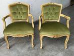 Fauteuil (2) - Hout, Textiel - Poltrona rococò, Antiek en Kunst