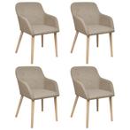 vidaXL Eetkamerstoelen 4 st stof en massief eikenhout beige, Huis en Inrichting, Stoelen, Verzenden, Nieuw