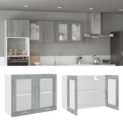 vidaXL Hangkast Lyon 80x31x60 cm bewerkt hout grijs sonoma, Huis en Inrichting, Keuken | Keukenelementen, Grijs, Nieuw, Verzenden