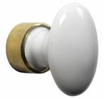 Meubelknop ovaal porselein 33mm wit/messing ongelakt, Doe-het-zelf en Verbouw, Hang- en Sluitwerk, Ophalen of Verzenden, Nieuw