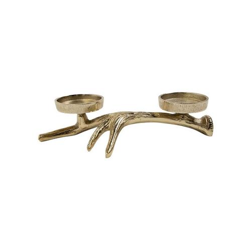 Theelicht Standaard gewei 2 goud 7,5x28x17cm, Huis en Inrichting, Woonaccessoires | Overige, Verzenden