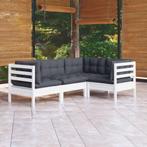 vidaXL 4-delige Loungeset met kussens grenenhout wit, Tuin en Terras, Tuinsets en Loungesets, Verzenden, Nieuw, Loungeset