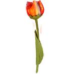 Vilten Tulp Rood met Oranje op Groene Steel - 32cm NIEUW, Nieuw, Ophalen of Verzenden