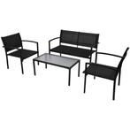 vidaXL 4-delige Loungeset textileen zwart, Tuin en Terras, 4 zitplaatsen, Verzenden, Loungeset, Nieuw