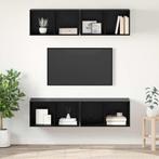 vidaXL Wand TV Kast 4 pcs Zwart eiken 37 x 37 x 72 cm, Huis en Inrichting, Kasten | Televisiemeubels, Minder dan 50 cm, Verzenden