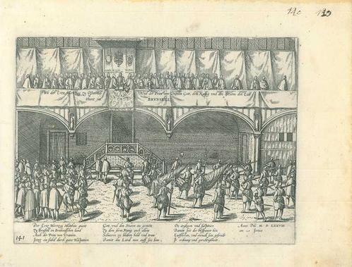 Historische prent van Brussels, Antiek en Kunst, Kunst | Etsen en Gravures