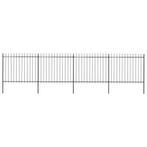 vidaXL Tuinhek met speren bovenkant 6,8x1,5 m staal zwart, Verzenden, Nieuw, IJzer, 1 tot 2 meter