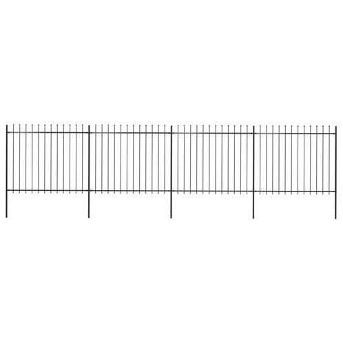 vidaXL Tuinhek met speren bovenkant 6,8x1,5 m staal zwart, Tuin en Terras, Schuttingen, Nieuw, IJzer, 1 tot 2 meter, Verzenden